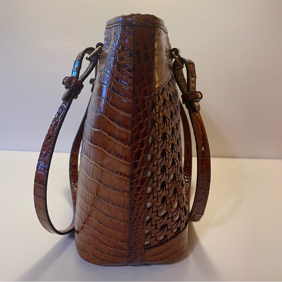 Retired Brahmin Medium Asher Pecan Lima Wicker Tote Bag Purse RARE New - Picture 14 of 16